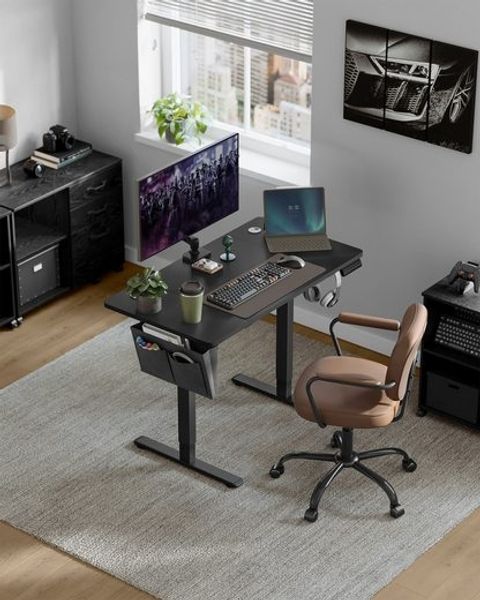 Songmics Höhenverstellbarer Schreibtisch elektrisch, 60x120 x (72-120) cm, Verstellbarer Tisch, Memory-Funktion für 4 Höhen, für Homeoffice, Arbeitszimmer, tintenschwarz