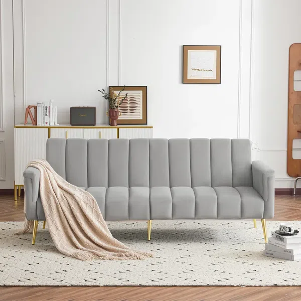 Schlafsofa 2-Sitzer mit Bettfunktion, verstellbare Armlehnen und Rückenlehne