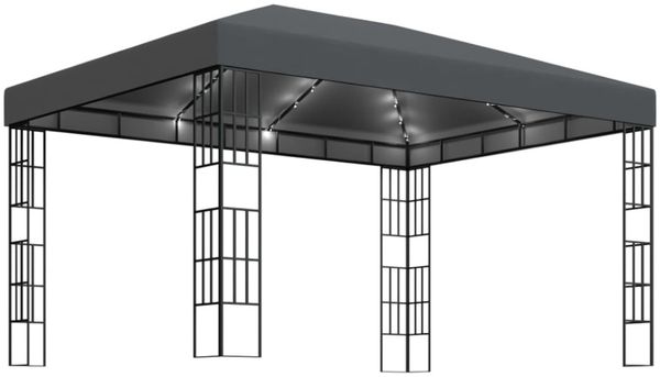 vidaXL Pavillon mit LED-Lichterkette 3x4 m Anthrazit 3070323