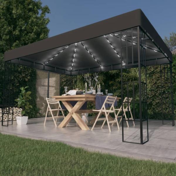 vidaXL Pavillon mit LED-Lichterkette 3x4 m Anthrazit 3070323