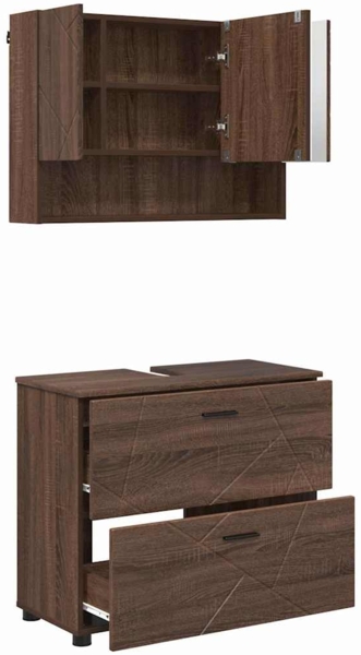 vidaXL Badezimmermöbel-Set mit Schubladen 2 pcs Braun Eichen-Optik 3393020