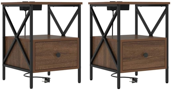 vidaXL Nachttisch Braun Eichen-Optik 41,5 x 40,5 x 55 cm Holzwerkstoff 859559