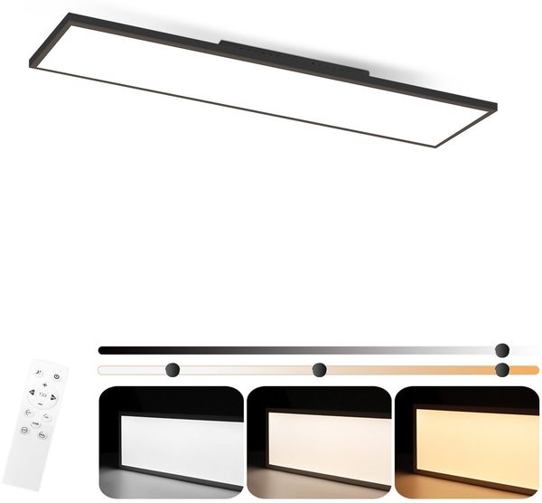 ZMH Dimmbare LED-Deckenleuchte 100x25 cm mit Fernbedienung Schwarz 24W