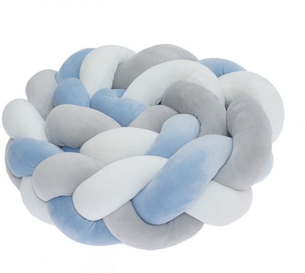 LuMali Nestchenschlange Bettschlange geflochten 210cm Nestchen Bettumrandung Babybett Zopf, Stillkissen Seitenschläfer Velour weich hypoallergen Pastellfarben