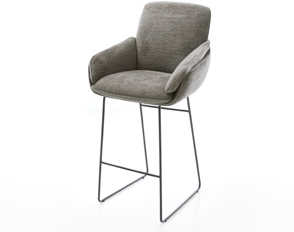 Barstuhl Luan-Flex Bouclé Soft Schlamm Kufengestell Metall Schwarz