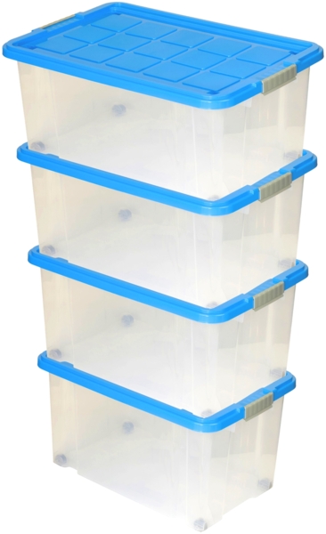 4 Stück BigDean große Eurobox mit Deckel und Rollen Aufbewahrungsbox 60 X 40 X 32,5 cm