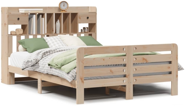 vidaXL Massivholzbett mit Regal ohne Matratze 160x200 cm Kiefernholz 3309968