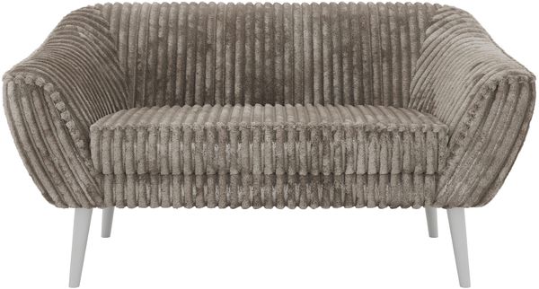 Polstersofa PIRS 2 Skandinavisches Sofa 2-Sitzer, Sofa mit Wellenfederung, Breite 140 cm, weiße Füße Hoher Sitzkomfort - Hellbraun Cord Bild 7