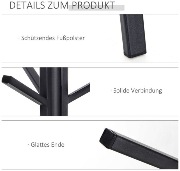 MC Star Garderobenständer Standgarderobe Kleiderständer 180 cm schwarz Metall, (stilvolle Flurgarderobe für Ordnung und Eleganz)