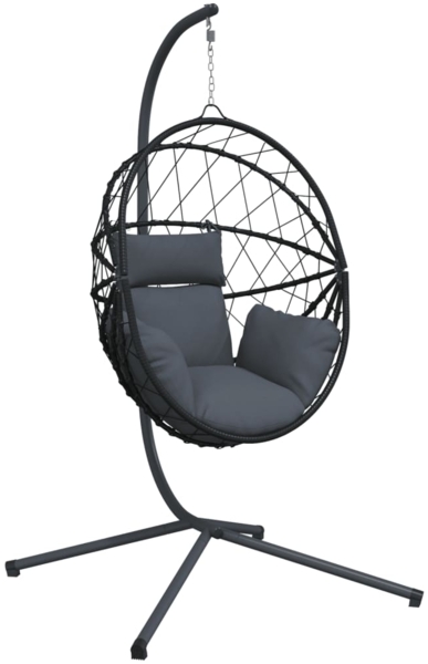vidaXL Hängesessel Ei-Design mit Ständer Anthrazit Rattan und Stahl 4007402