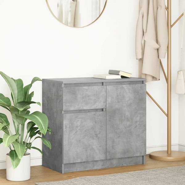 vidaXL Sideboard mit Schublade Betongrau 71x35x65 cm Holzwerkstoff 861601