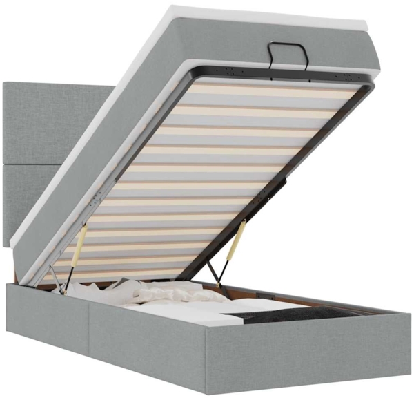 vidaXL Ottoman-Bett mit Matratze Hellgrau 100x200 cm Stoff 3313050