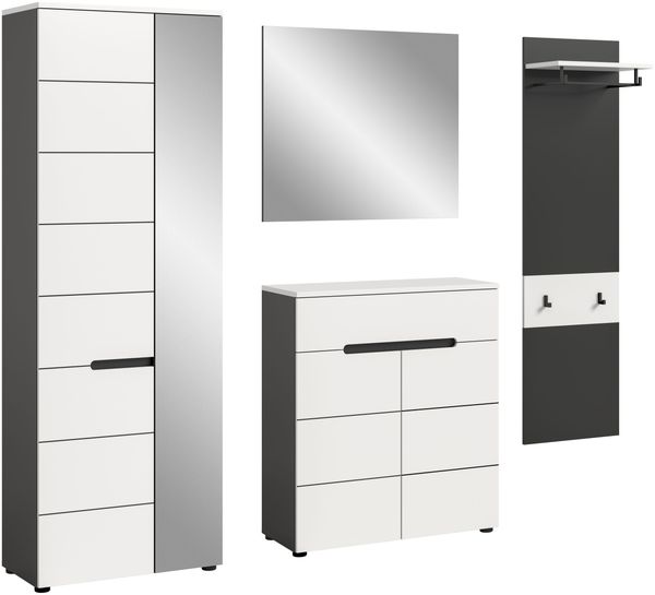 Garderobenkombination (B/H/T: 220x190x37 cm) in weiß Nachbildung