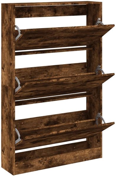 Schuhschrank, Schuhkipper für Flur, modern Räuchereiche 80x21x125,5 cm Holzwerkstoff