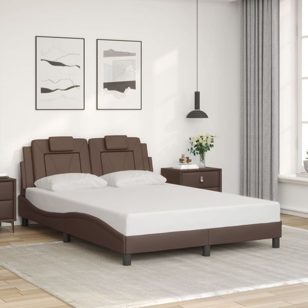 vidaXL Bettgestell "Viana" ohne Matratze Braun 140x190 cm Kunstleder 3208091