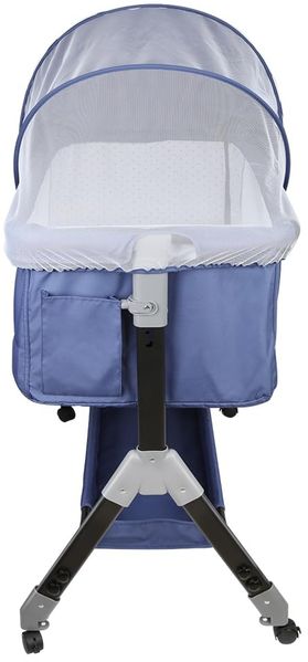 HUOLE 3 in 1 Beistellbett & Babywiege & Reisebett, 4-stufig Höhenverstellbares Babybett, neigbar, Kinderbett, Stubenwagen für Babys bis 25kg belastbar-104 x 52 x 100–110 cm – Marineblau