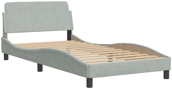 vidaXL Bett mit Matratze "Dover" Hellgrau 100x200 cm Samt 3208351 Bild 4