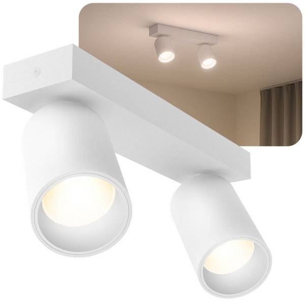 SSC-LUXon LED Aufbaustrahler NUVIO Deckenspot 2 flammig weiß Deckenlampe mit 7W dimmbar neutralweiß, Neutralweiß