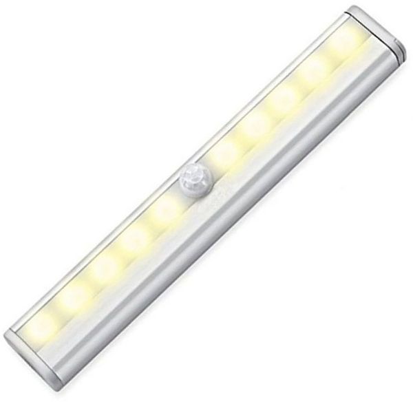 QUBEBU Schrankleuchte LED Unterbauleuchte Selbstklebende mit Bewegungssensor, Nachtlicht, Selbstklebende, Weiß / Warmweiß, Größe: 19 x 3 cm(L x B), 10 LEDs, Küchenunterbauleuchte, Schranklampe, Schrankbeleuchtung Kabellos.
