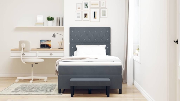 vidaXL Boxspringbett mit Matratze Dunkelgrau 120 x 190 cm Samt 3344433 Bild 3
