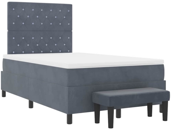 vidaXL Boxspringbett mit Matratze Dunkelgrau 120 x 190 cm Samt 3344433 Bild 6