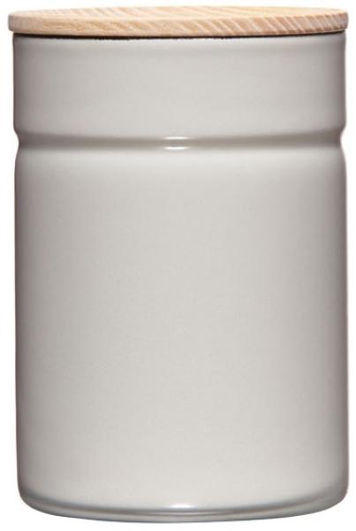 Riess Vorratsdose 525ml Emaille mit Holzdeckel light grey