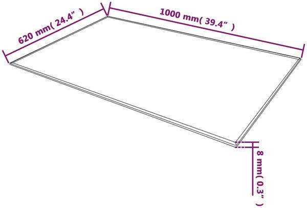 vidaXL Tischplatte aus gehärtetem Glas Rechteckig 1000 x 620 mm 244621 Bild 4