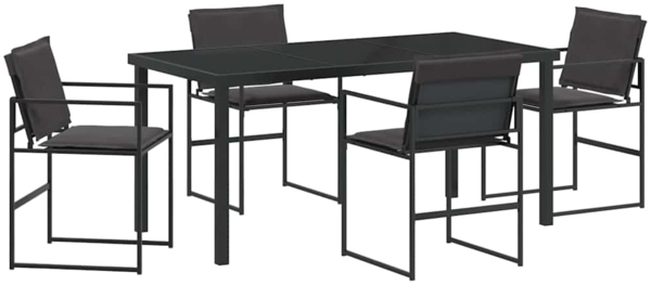 vidaXL Garten Essgruppe 5 pcs Schwarz Textilene und Stahl 3379334