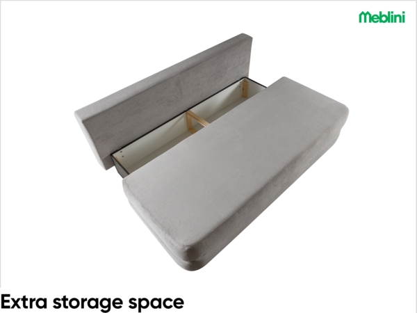MEBLINI Sofa mit Schlaffunktion – ORBIS – 211x103x93cm – Grau Plüsch – Schlafcouch Ausziehbar - Schlafsofa mit Bettkasten - Sofabett - Couch mit Schlaffunktion – Klappsofa Bild 5