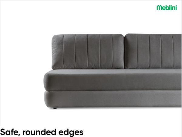 MEBLINI Sofa mit Schlaffunktion – ORBIS – 211x103x93cm – Grau Plüsch – Schlafcouch Ausziehbar - Schlafsofa mit Bettkasten - Sofabett - Couch mit Schlaffunktion – Klappsofa Bild 3