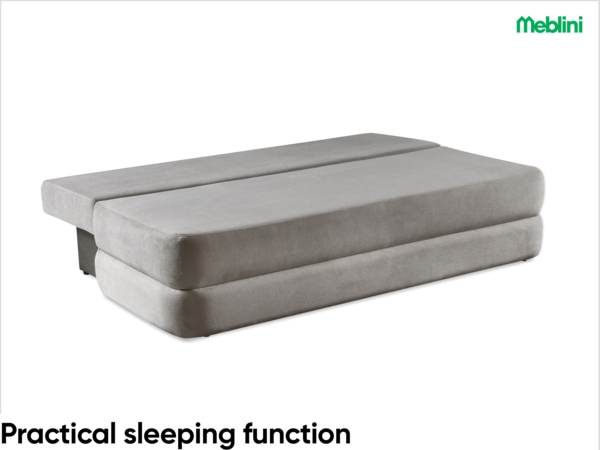 MEBLINI Sofa mit Schlaffunktion – ORBIS – 211x103x93cm – Grau Plüsch – Schlafcouch Ausziehbar - Schlafsofa mit Bettkasten - Sofabett - Couch mit Schlaffunktion – Klappsofa Bild 4