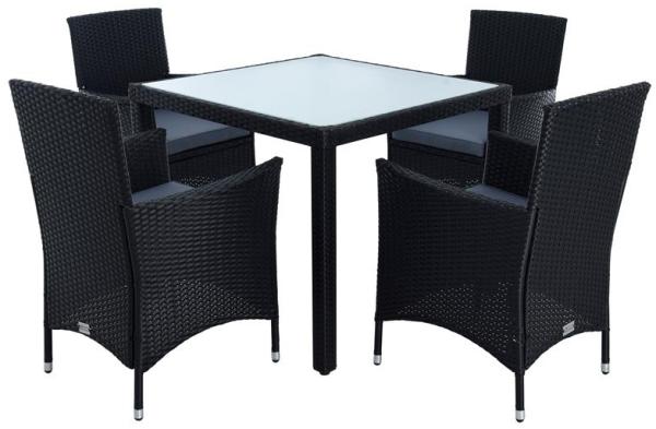 Polyrattan Sitzgruppe Gartenmöbel Set Rattan Gartenset Garten Essgruppe Schwarz