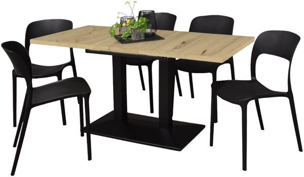 Bistrotisch ausziehbar Eleen schwarz matt/asteiche 14673