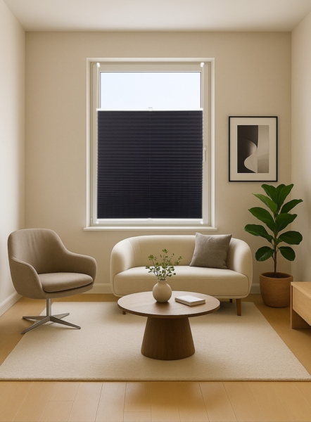 ondeco Plissee ohne Bohren mit Klemmträger viele Farben, Sonnenschutz für Fenster innen, Lichtschutz und Blickdicht, Plissee klemmfix Faltrollo Sichtschutz für Tür - Schwarz - 120x130 cm