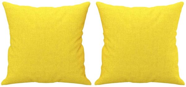 vidaXL 2-tlg. Sofagarnitur mit Kissen Hellgelb Stoff 3202139 Bild 6
