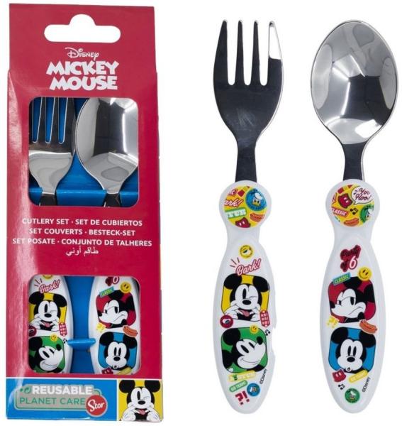 Disney Mickey Mouse Kinderbesteck Kinder Besteck-Set Mickey Mouse Micky Maus 2-teilig Gabel, Löffel (2-tlg)