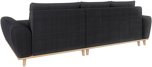 Ecksofa Scandi-Stil Schlafcouch Stauraum Ottomane RE Bouclé Chenille Anthrazit Bild 8