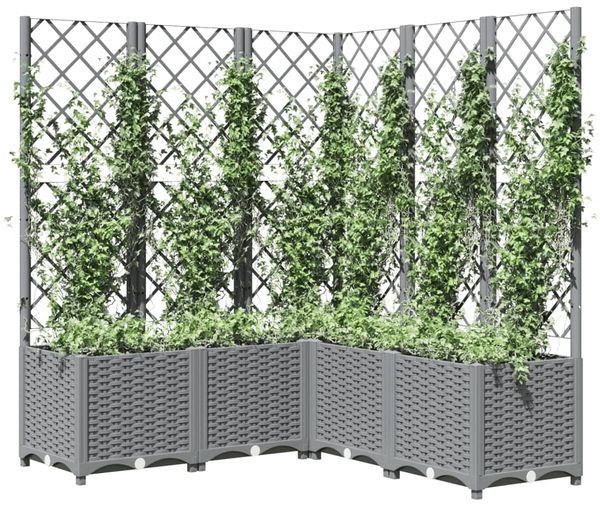 vidaXL Pflanzkübel mit Rankgitter Hellgrau 120x120x136 cm PP 153278 Bild 7