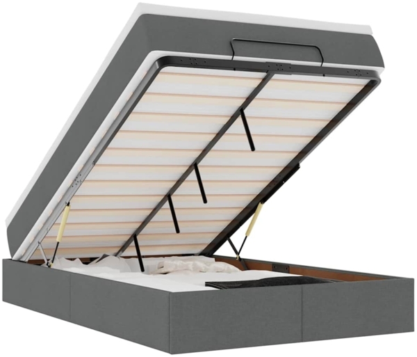 vidaXL Ottoman-Bett mit Matratze Dunkelgrau 120x200 cm Stoff 3311100