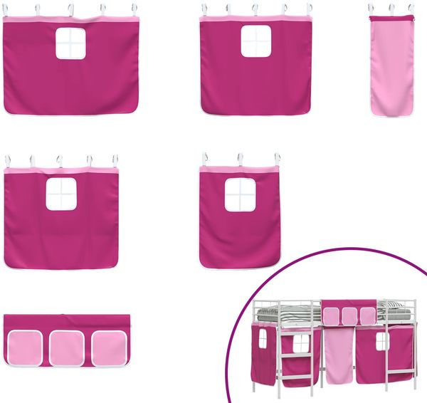 vidaXL Kinder Loft Bettgestell mit Vorhängen Weiß und Rosa 42020826 Bild 7