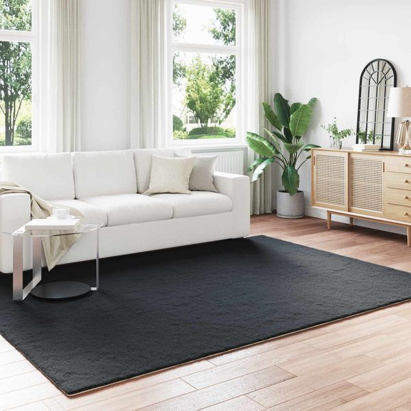 vidaXL Rutschfester Teppich aus Kunstkaninchenfell OLITE Schwarz 42021728