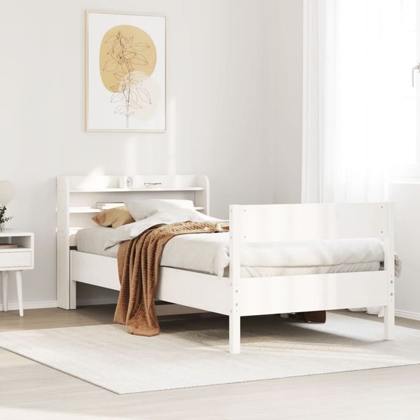 vidaXL Massivholzbett ohne Matratze Weiß 90x190 cm Kiefernholz 3306949