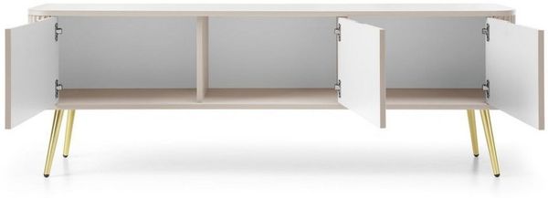 Lomadox Lowboard ZARA-160, in Kaschmir cashmere mit Rillen gerillt Füße Metall gold168x56x39 cm