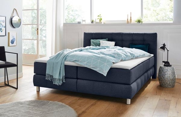 andas Boxspringbett Salo XXL, in Samtoptik oder Struktur, 6 Breiten in Überlänge 220cm, 4 Härtegrade