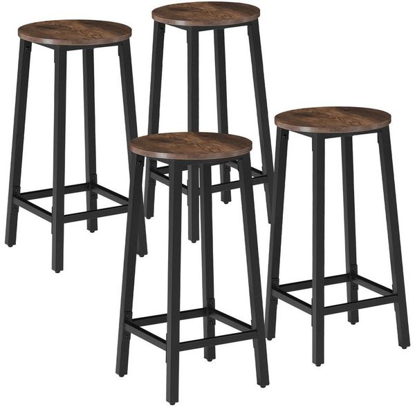 tectake Barhocker Barstühle mit Fußstützen aus Holz und Stahl, Sitzhöhe 66 cm (Bistrohocker Corby, in Industrial Holz dunkel, rustikal), mit höhenverstellbaren Kunststofffüßen