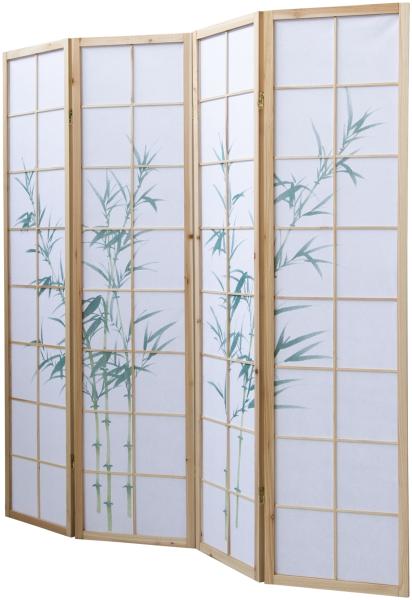 4fach Paravent Raumteiler Shoji natur Bambusmuster Bild 3