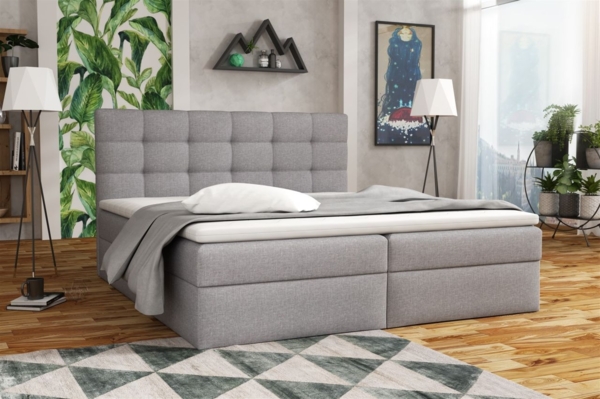 Boxspringbett Schlafzimmerbett DORIANO 160x200cm Stoff Sawana Grau