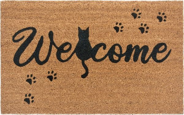 HANSE Home Fußmatte Mix Mats Kokos Cat Paws Welcome, Türmatte, rechteckig, Höhe: 15 mm, Kokos, Schmutzfangmatte, Outdoor, Rutschfest, Innen, Kokosmatte, Flur