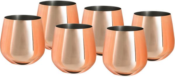 ECHTWERK Weinglas, 6-tlg, Edelstahl, (Wein & Wasserkelch-Set), 500 ml, bruchsicher, stiellos, 10x9,5 cm