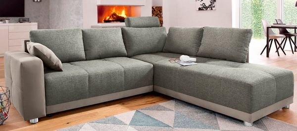 Jockenhöfer Gruppe Ecksofa Orlando L-Form, mit Bettfunktion, Bettkasten und Federkern, mit 1 oder 3 Kopfstützen